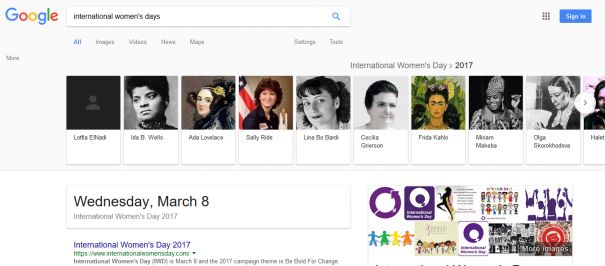 international womens day google search