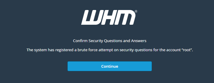 WHM Security Questions Fail