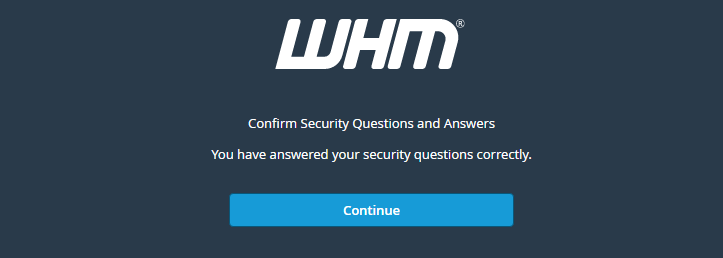 WHM Security Questions Success
