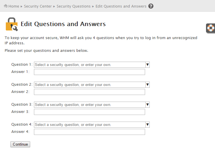 WHM Security Questions QA
