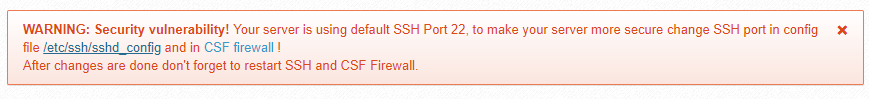 cwp ssh port warning
