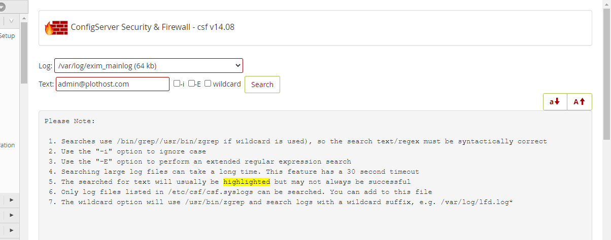 csf search log