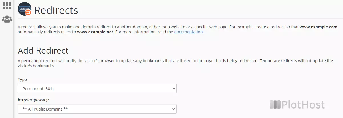 cpanel redirects