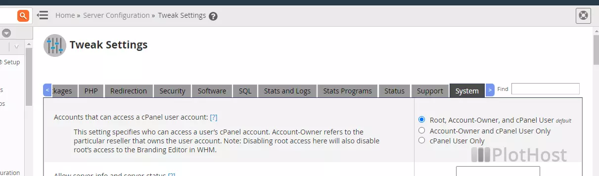 cpanel root access