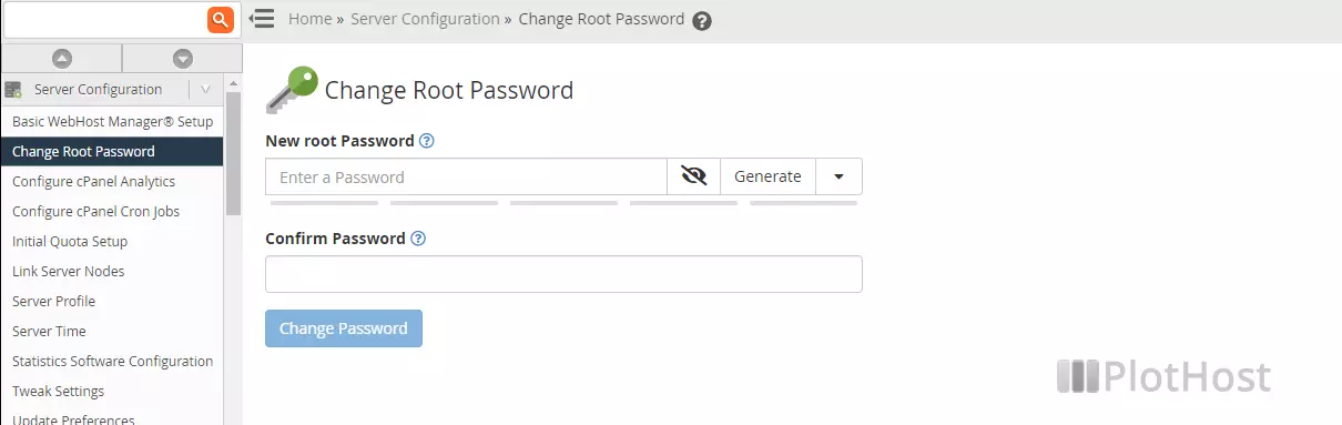 whm root password