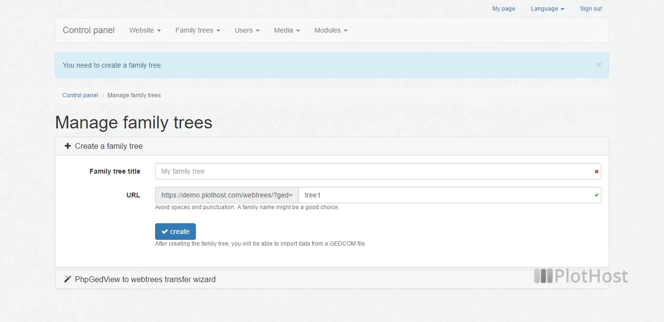 webtrees screenshot