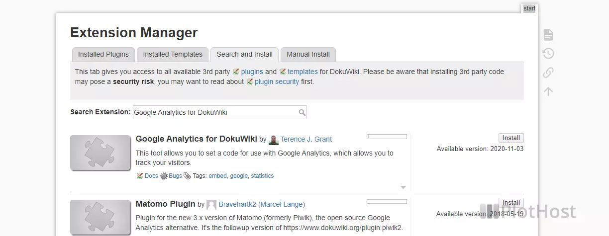 dokuwiki plugin install